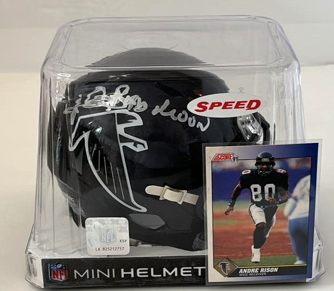 Andre Rison Signed Mini Helmet Bad Moon Script Atlanta Falcons Tristar Certified