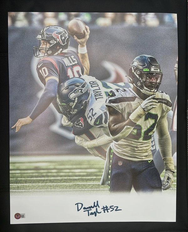 Darrell Taylor Signed 16x20 Sack Photo Seattle Seahawks