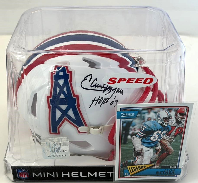 Elvin Bethea Signed Speed Mini Helmet HOF 03 Script Houston Oiler Tristar