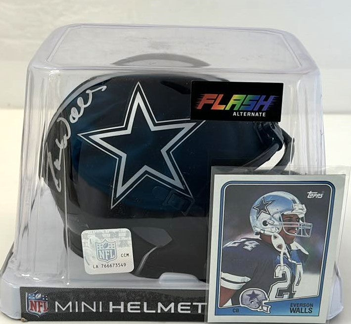 Everson Walls Signed Speed Eclipse Mini Helmet Script Dallas Cowboys JSA Cert