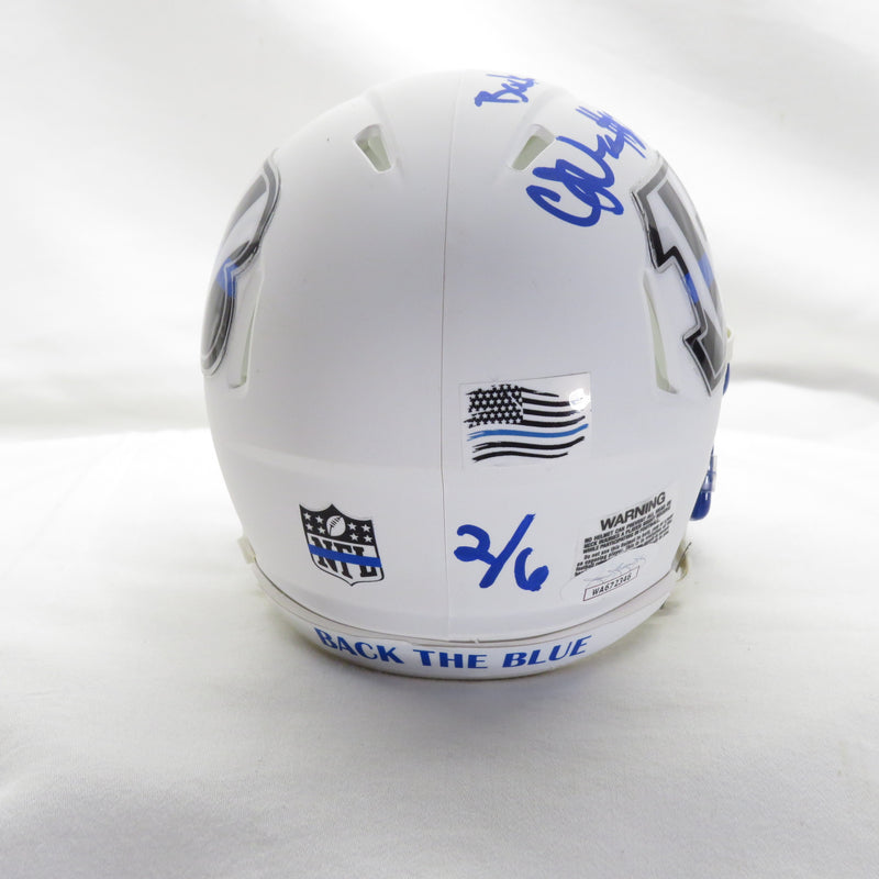 CJ Uzomah Signed Custom Thin Blue Line Mini Helmet Cincinnati Bengals