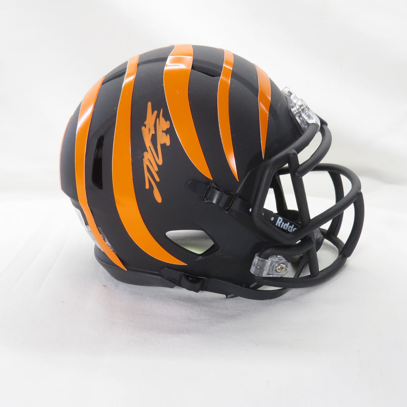 Joe Mixon Signed Custom Black Matte Orange Stripes  Mini Cincinnati Bengals