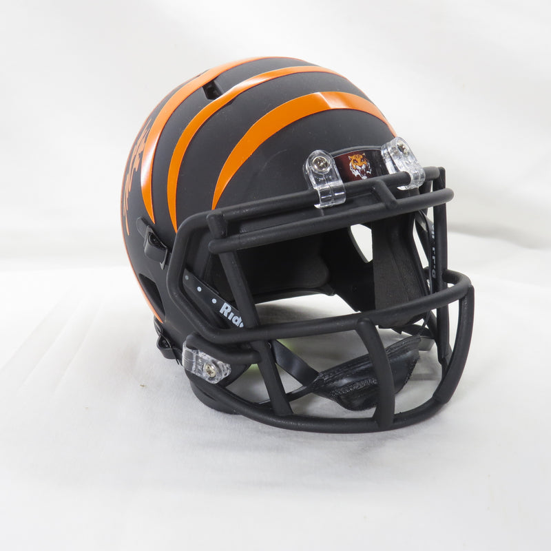 Joe Mixon Signed Custom Black Matte Orange Stripes  Mini Cincinnati Bengals