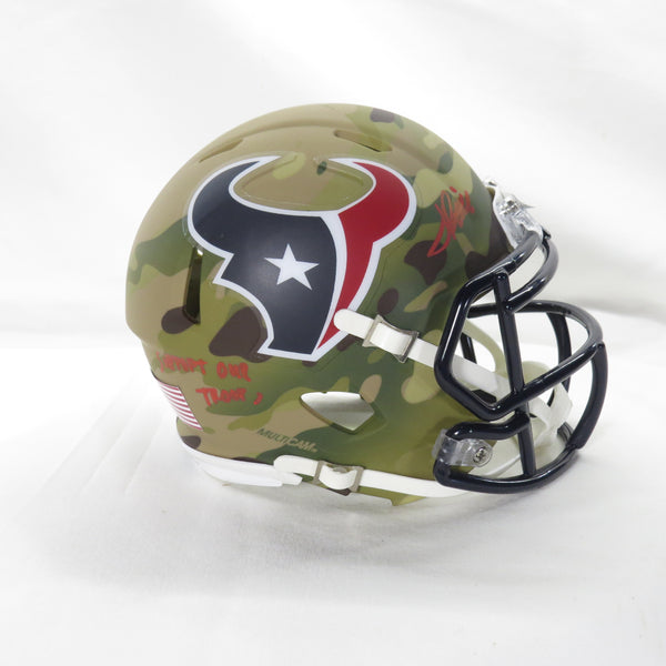 Jalen Pitre Signed Mini Helmet Camo w Support Our Troops Houston Texans