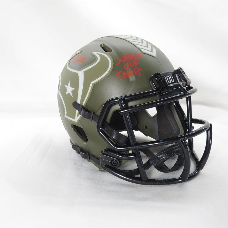 Jalen Pitre Signed Mini Helmet STS w Support Our Troops Houston Texans