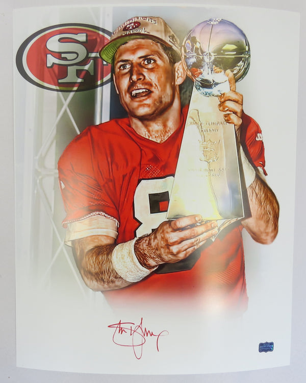 Steve Young San Francisco 49ers Autpgrahed 16" x 20" SB trophy photogragh (Red)