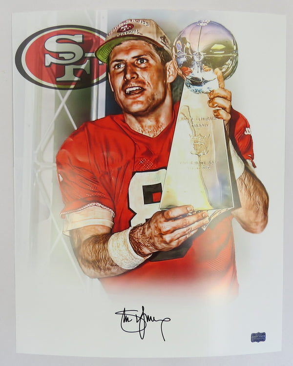 Steve Young San Francisco 49ers Autpgrahed 16" x 20" SB trophy photogragh (Black)