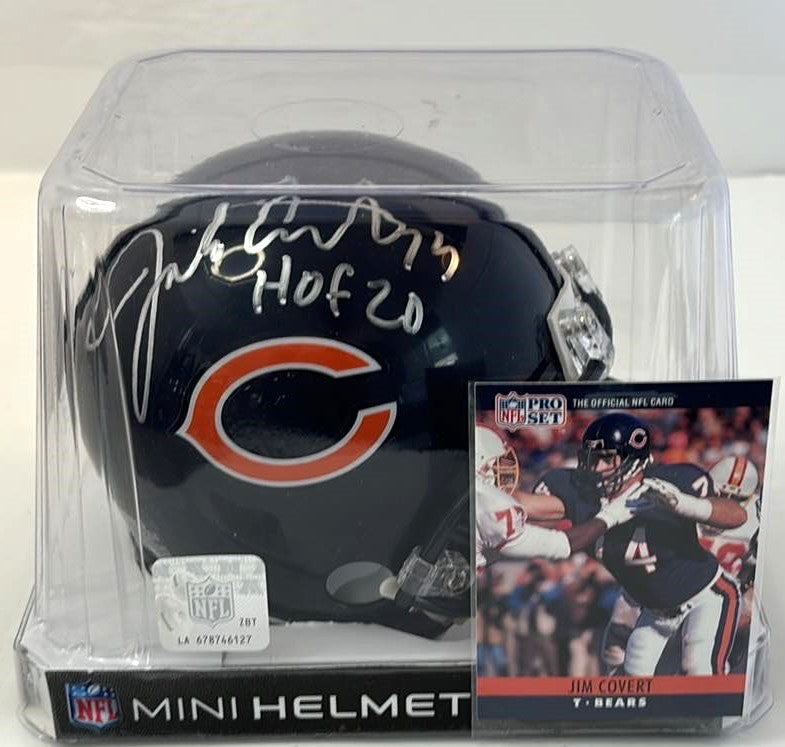 Jim Covert Signed Mini Helmet HOF 20 Script Chicago Bears Tristar Certified