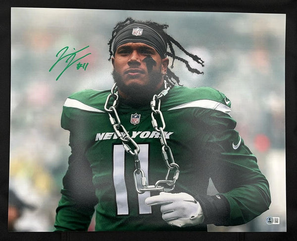 Jermaine Johnson Signed 16x20 Int Return #1 Photo New York Jets Beckett