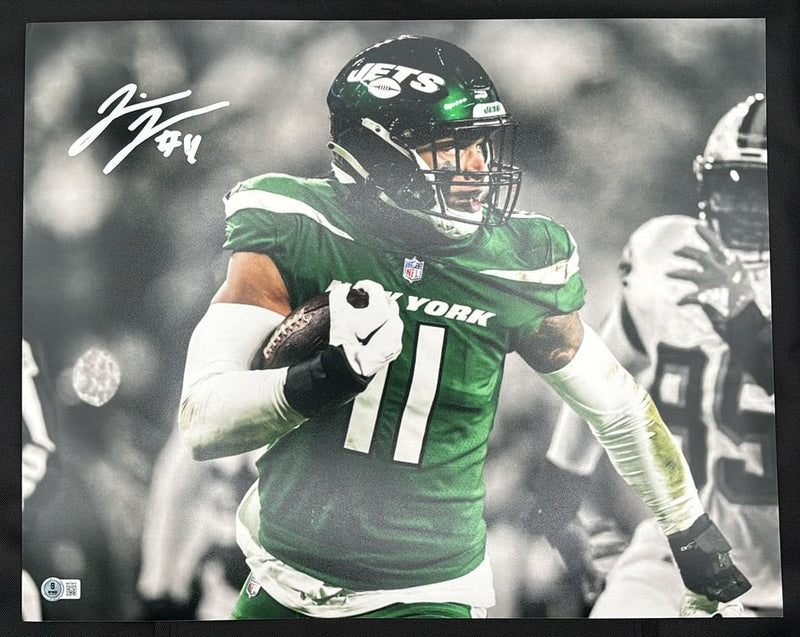 Jermaine Johnson Signed 16x20 Int Return 2 Photo Silver Ink New York Jets