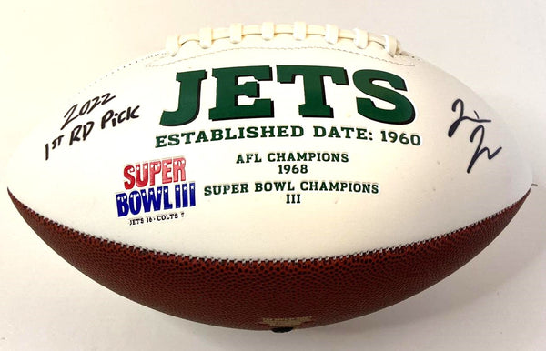 Jermaine Johnson Signed Football White Panel Football w "1st Rd Pick" New York Jets