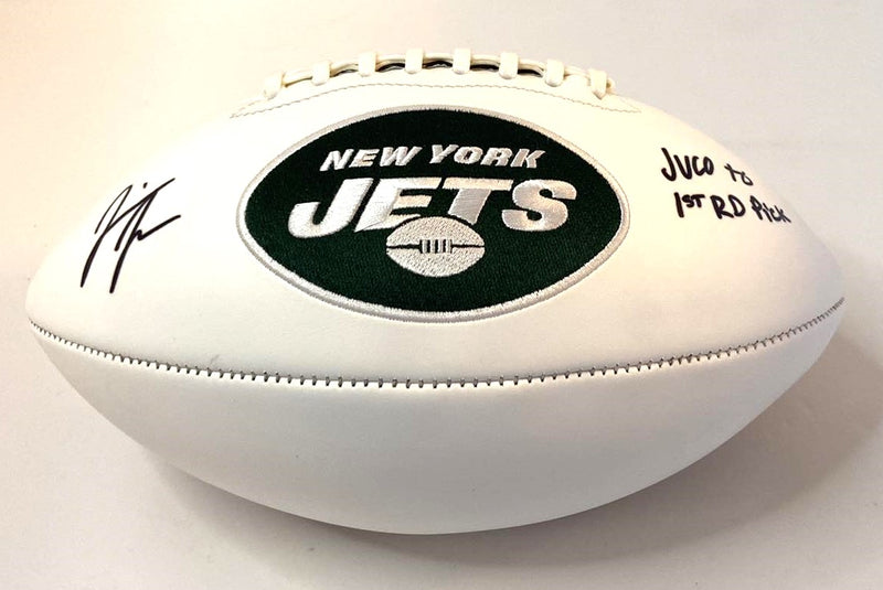 Jermaine Johnson Signed Football White Panel Football W Juco to 1st rd" New York Jets