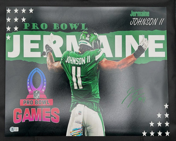 Jermaine Johnson Signed 16x20 Pro Bowl Photo New York Jets Beckett Cert