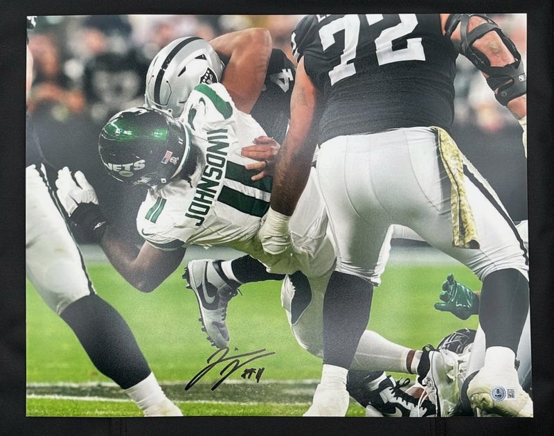 Jermaine Johnson Signed 16x20 Sack Photo New York Jets Beckett Cert