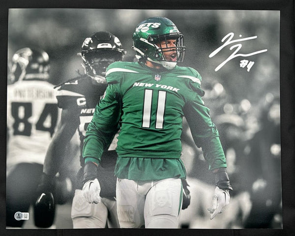 Jermaine Johnson Signed 16x20 Strut Photo Silver Ink New York Jets Beckett Cert