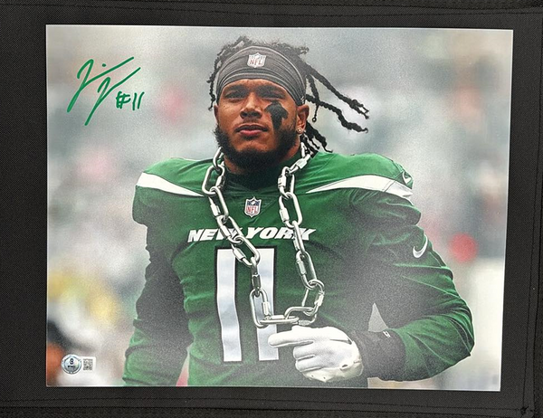 Jermaine Johnson Signed 11x14 Chain Color Photo New York Jets Beckett Cert