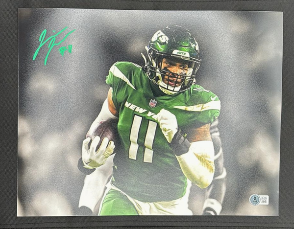 Jermaine Johnson Signed 11x14 Int Return 1 Photo Green Ink New York Jets Beckett