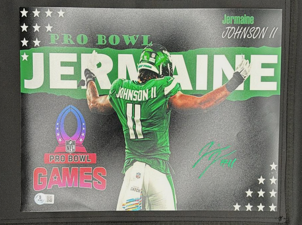 Jermaine Johnson Signed 11x14 Pro Bowl Photo Green Ink NY Jets Beckett Cert