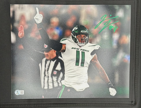 Jermaine Johnson Signed 11x14 #1 Photo New York Jets Beckett Cert