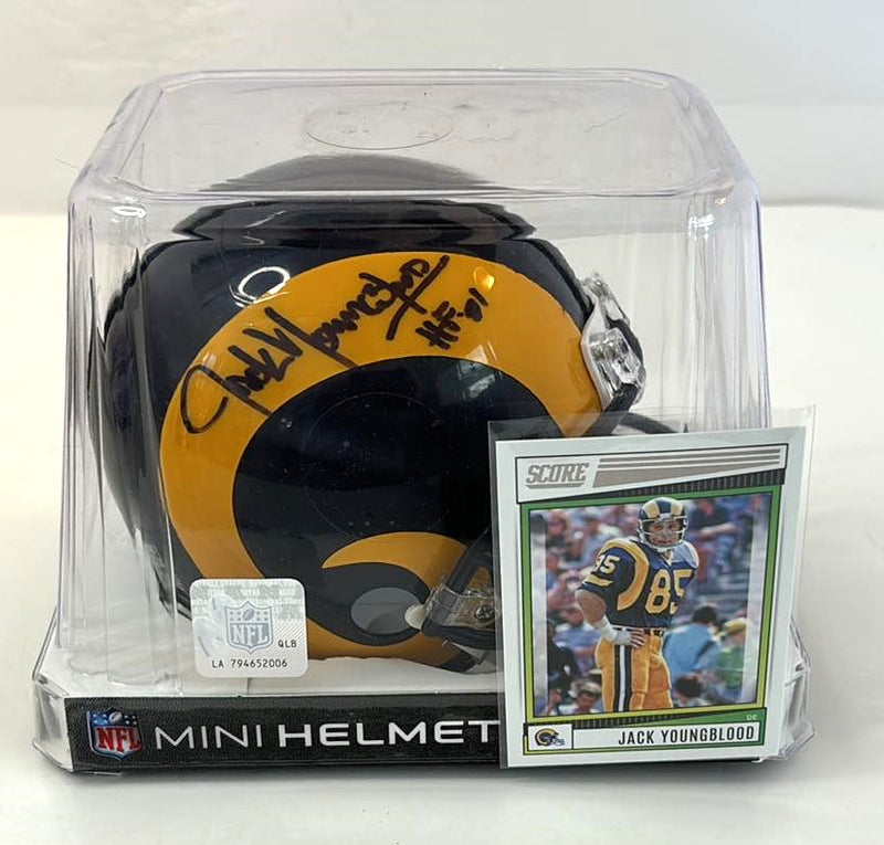 Jack Youngblood Signed Mini Helmet HOF 01 Script Los Angeles Rams Tristar Cert