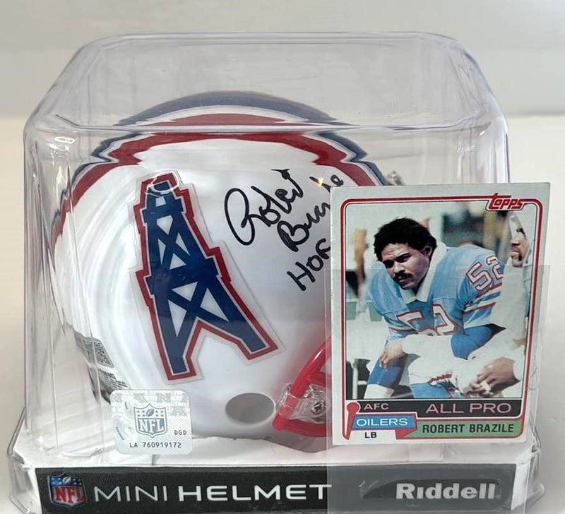 Robert Brazile Signed Mini Helmet HOF 18 Script Houston Oilers Tristar Certified