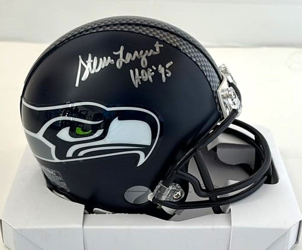 Steve Largent Signed Mini Helmet HOF 95 Script Seattle Seahawks Tristar Cert