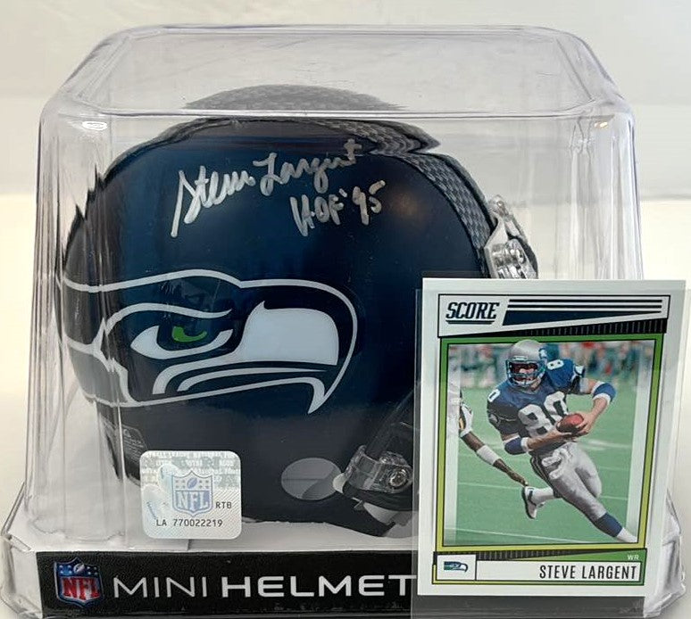 Steve Largent Signed Mini Helmet HOF 95 Script Seattle Seahawks Tristar Cert