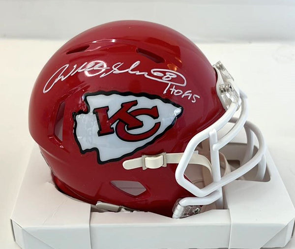 Will Shields Signed Speed Mini Helmet HOF 15 Script KC Chiefs Tristar Cert