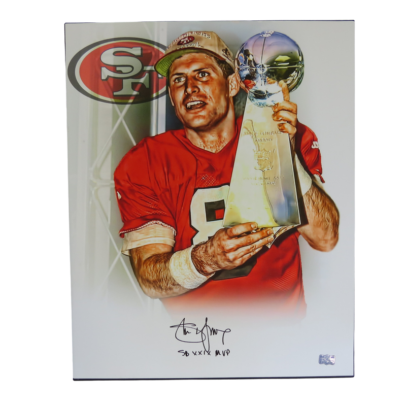 Steve Young San Francisco 49ers Autograoghed 16x20 framed canvas (Black)