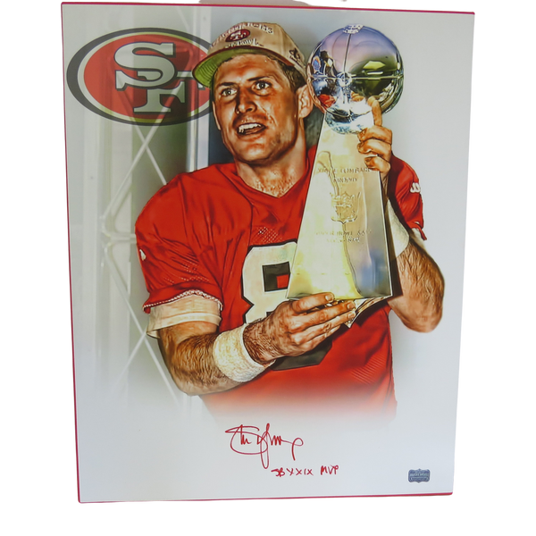 Steve Young San Francisco 49ers Autograoghed 16x20 framed canvas (Red)