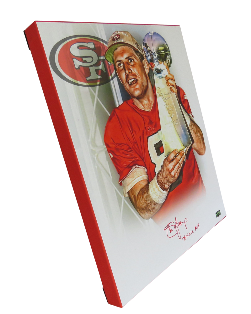 Steve Young San Francisco 49ers Autograoghed 16x20 framed canvas (Red)