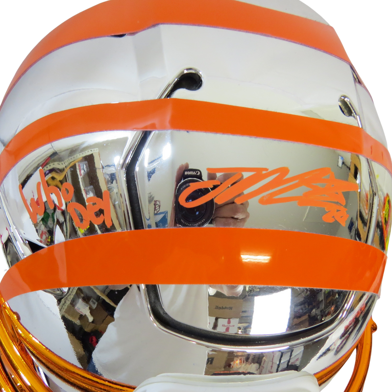 Joe Mixon Signed Chrome Orange Stripes  Speedflex w "Who Dey" Cincinnati Bengals -3