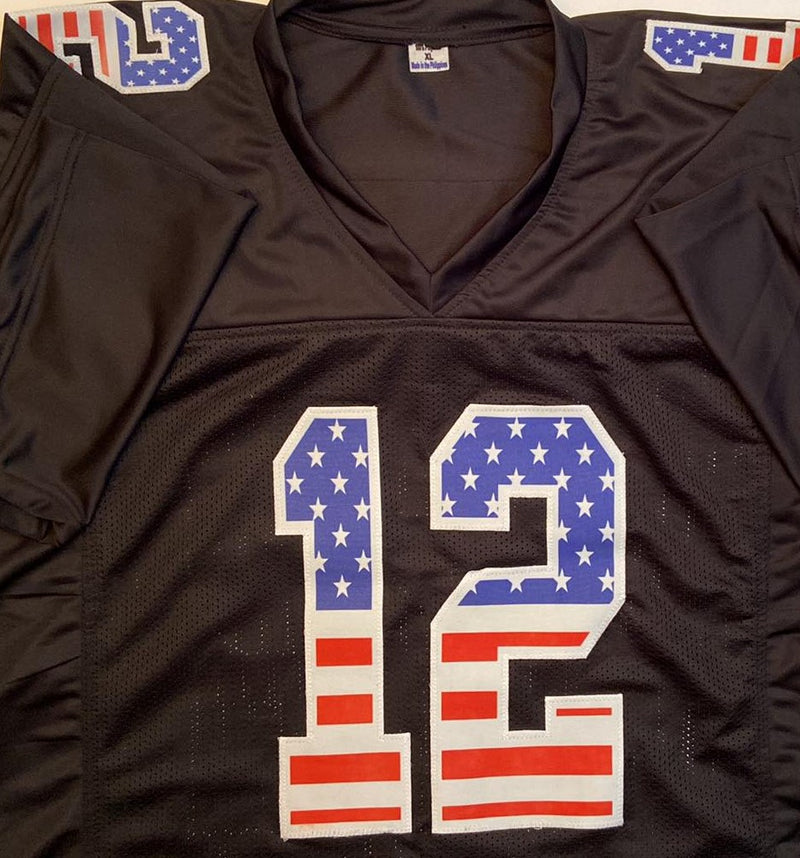 Seattle Seahawks Unsigned Custom Black American Flag 12th Man Jersey