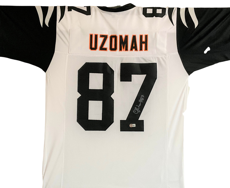 CJ Uzomah Signed White Color Rush Custom Jersey Cincinnati Bengals