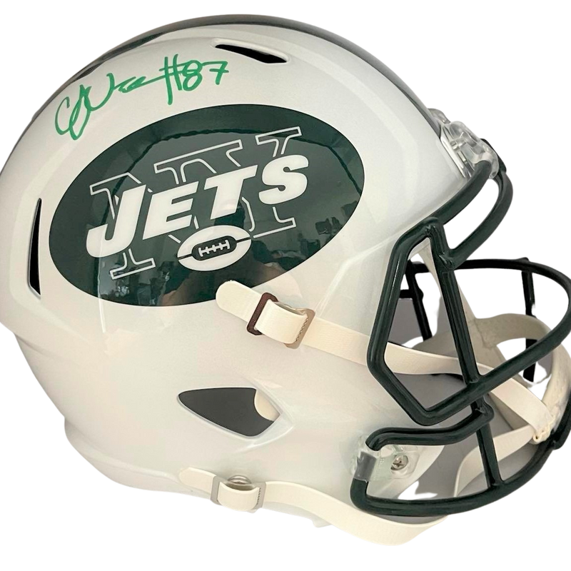 CJ Uzomah Signed Speed White  Replica New York Jets