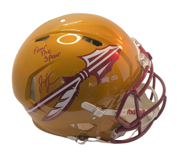 Jermaine Johnson Signed Flash  Authentic w Fear the Spear" Florida State Seminoles