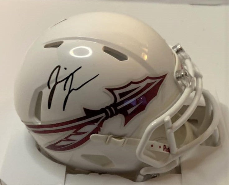 Jermaine Johnson Signed Mini White  Mini Florida State Seminoles