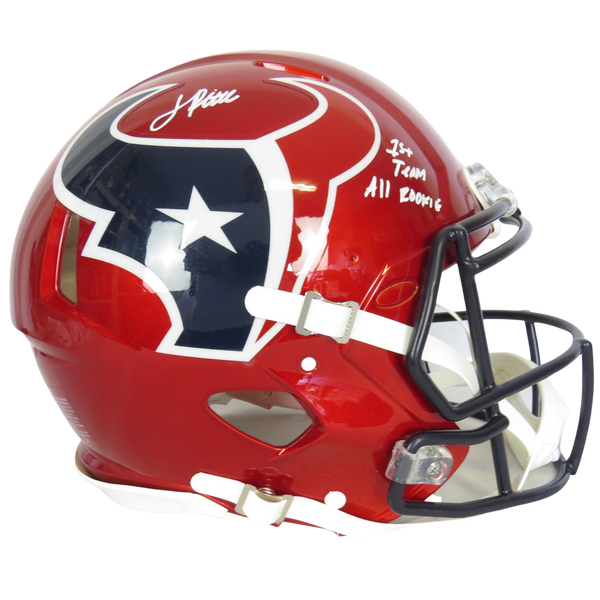 Jalen Pitre Signed Speed Auth Helmet Alternate w 1st Team All Rookie White Ink Houston Texans