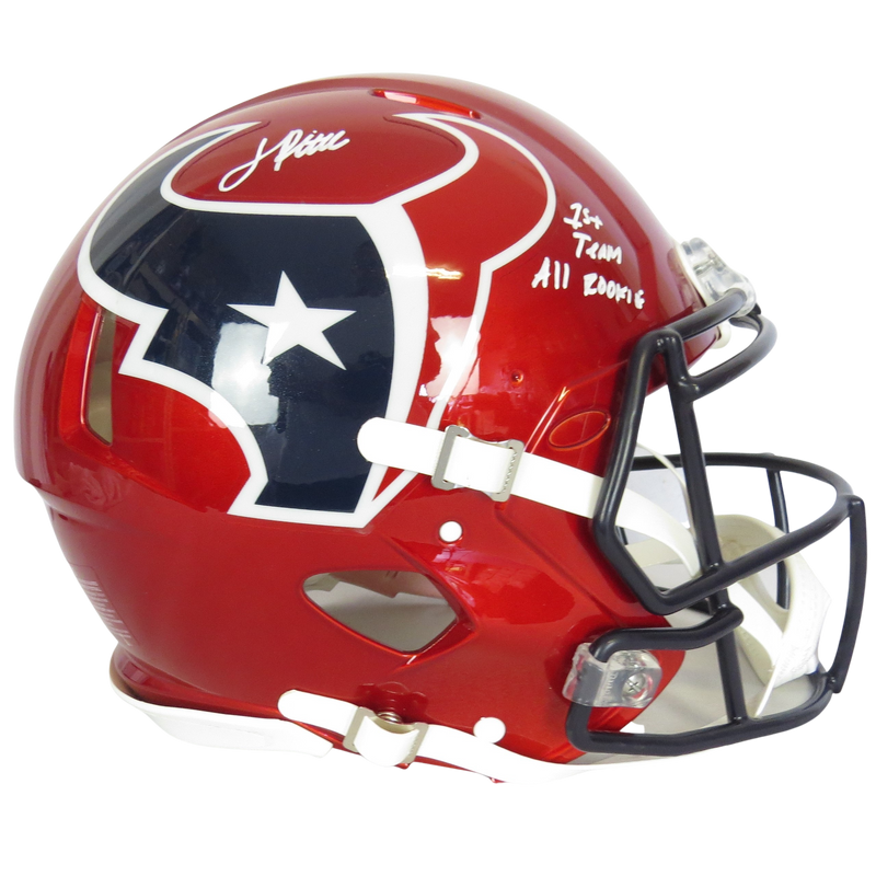 Jalen Pitre Signed Speed Auth Helmet Alternate w 1st Team All Rookie White Ink Houston Texans