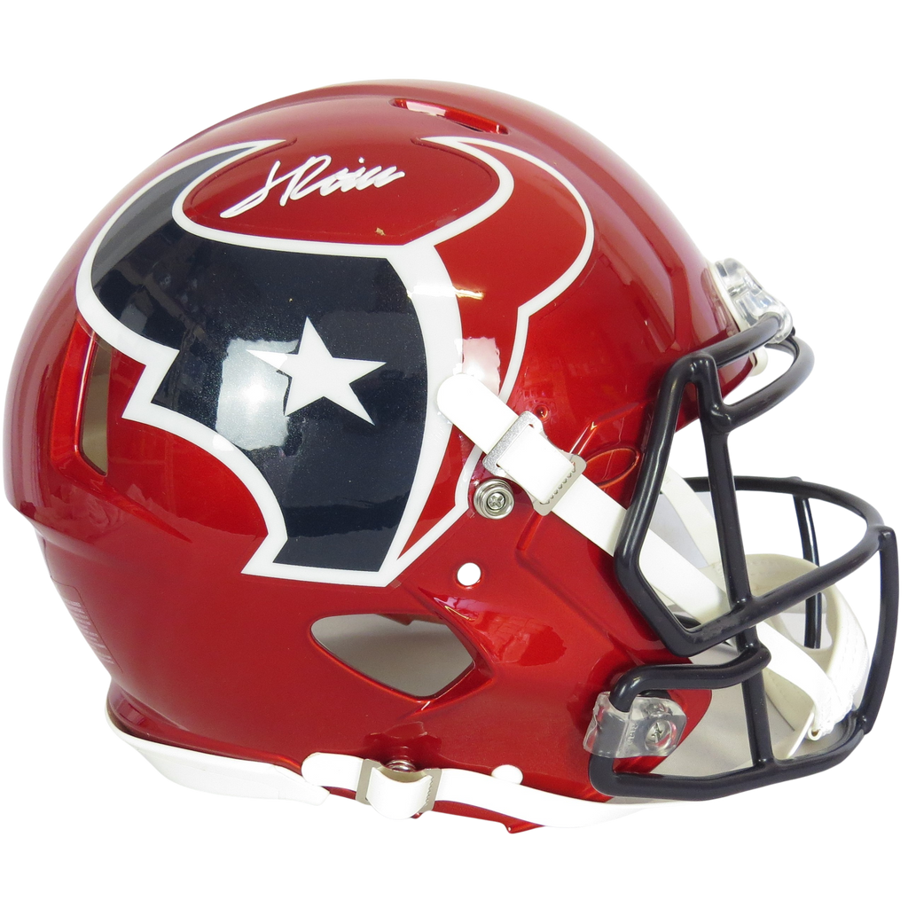 Jalen Pitre Signed Speed Auth Helmet Alternate White Ink Houston Texan