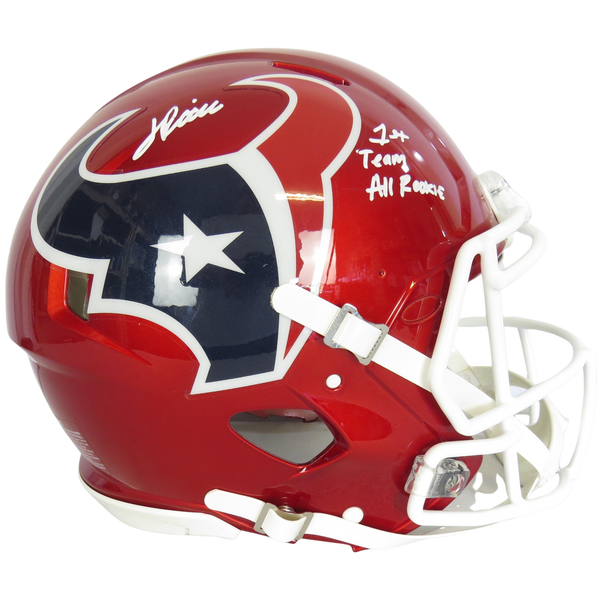 Jalen Pitre Signed Speed Auth Helmet Flash w 1st Team All Rookie White Ink Houston Texans