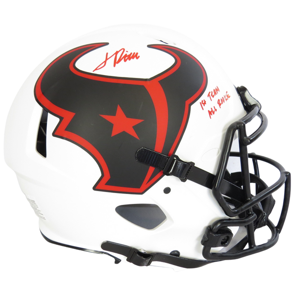 Jalen Pitre Signed Speed Auth Helmet Lunar w 1st Team All Rookie Red Ink Houston Texans