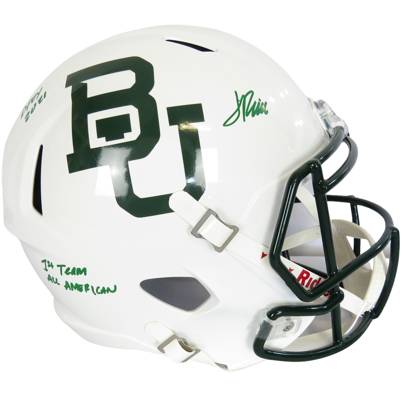 Jalen Pitre Signed Speed Replica Helmet Speed w DPOY 2021 - 1st Team All American Green Ink Baylor Bears