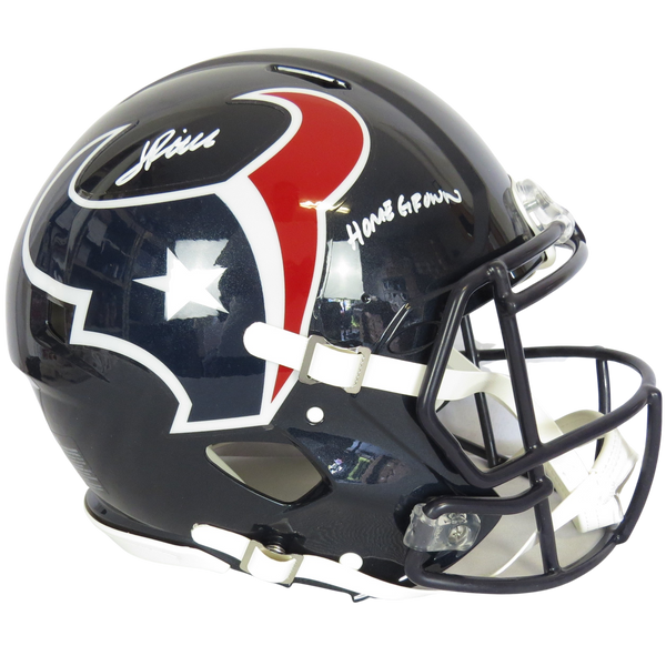 Jalen Pitre Signed Speed Auth Helmet Speed w Homegrown White Ink Houston Texans