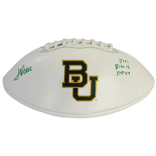 Jalen Pitre Signed Football White Panel Football w "2021 DPOY Big12" Baylor Bears