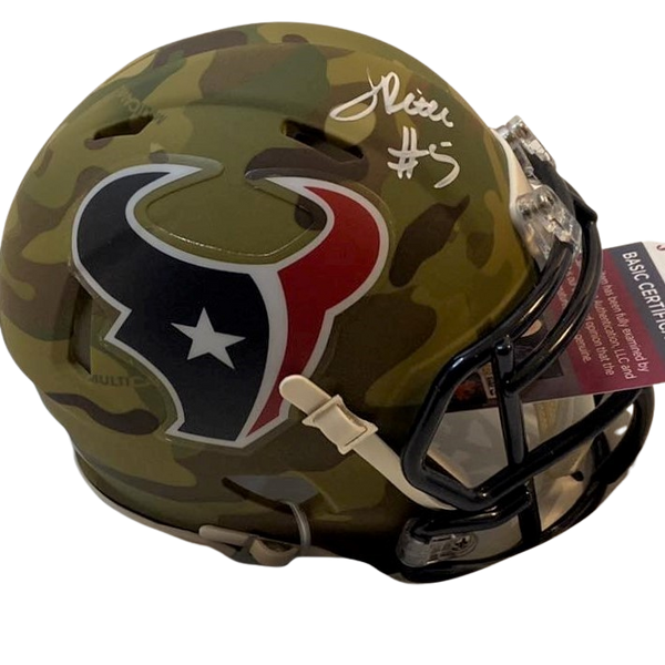 Jalen Pitre Signed Camo  Mini Houston Texans