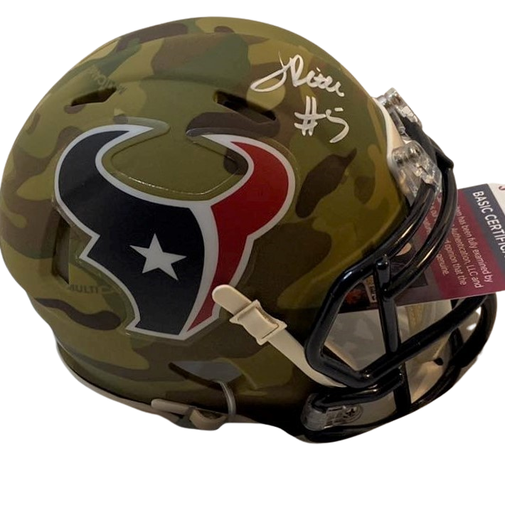 Jalen Pitre Signed Camo  Mini Houston Texans